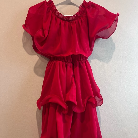 PrettyLittleThing Red Ruffle Dress - Picture 2 of 3